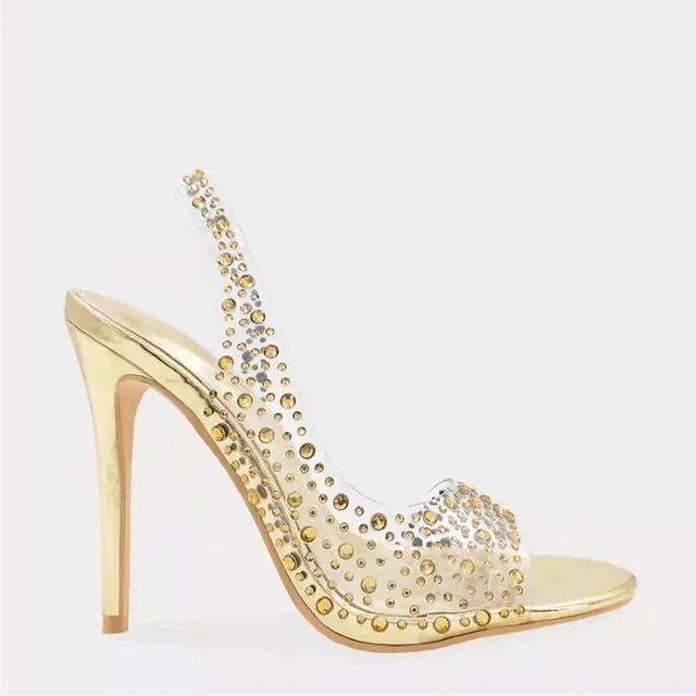 Rhinestone High Transparent Sandals Clear Women's  Heel Porn Pictures High Heels