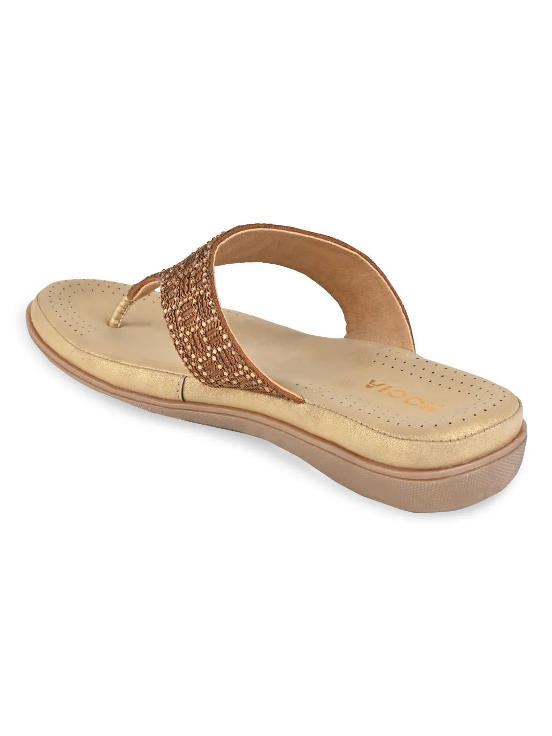 Rocia By Regal Antique Gold Women Comfort Embellished Flats Moccasin Flats Shoes