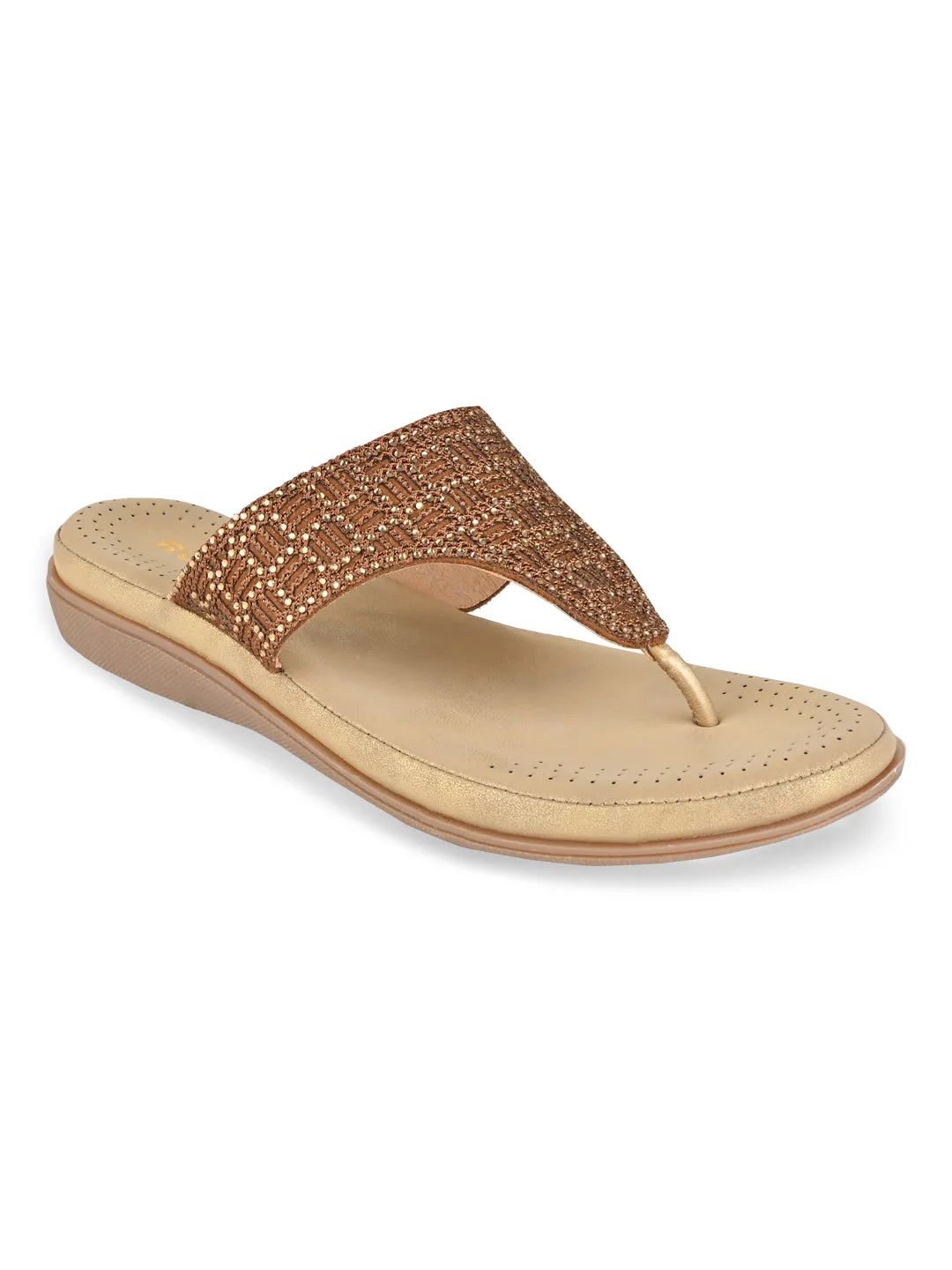 Rocia By Regal Antique Gold Women Comfort Embellished Flats Ballet Flat Style Shoes