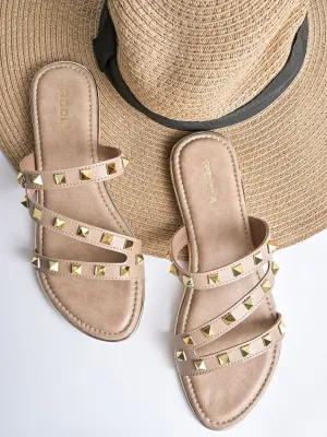 Shoe Sole For Flat Feet Rocia By Regal Beige Women Zig Zag Studded Flats