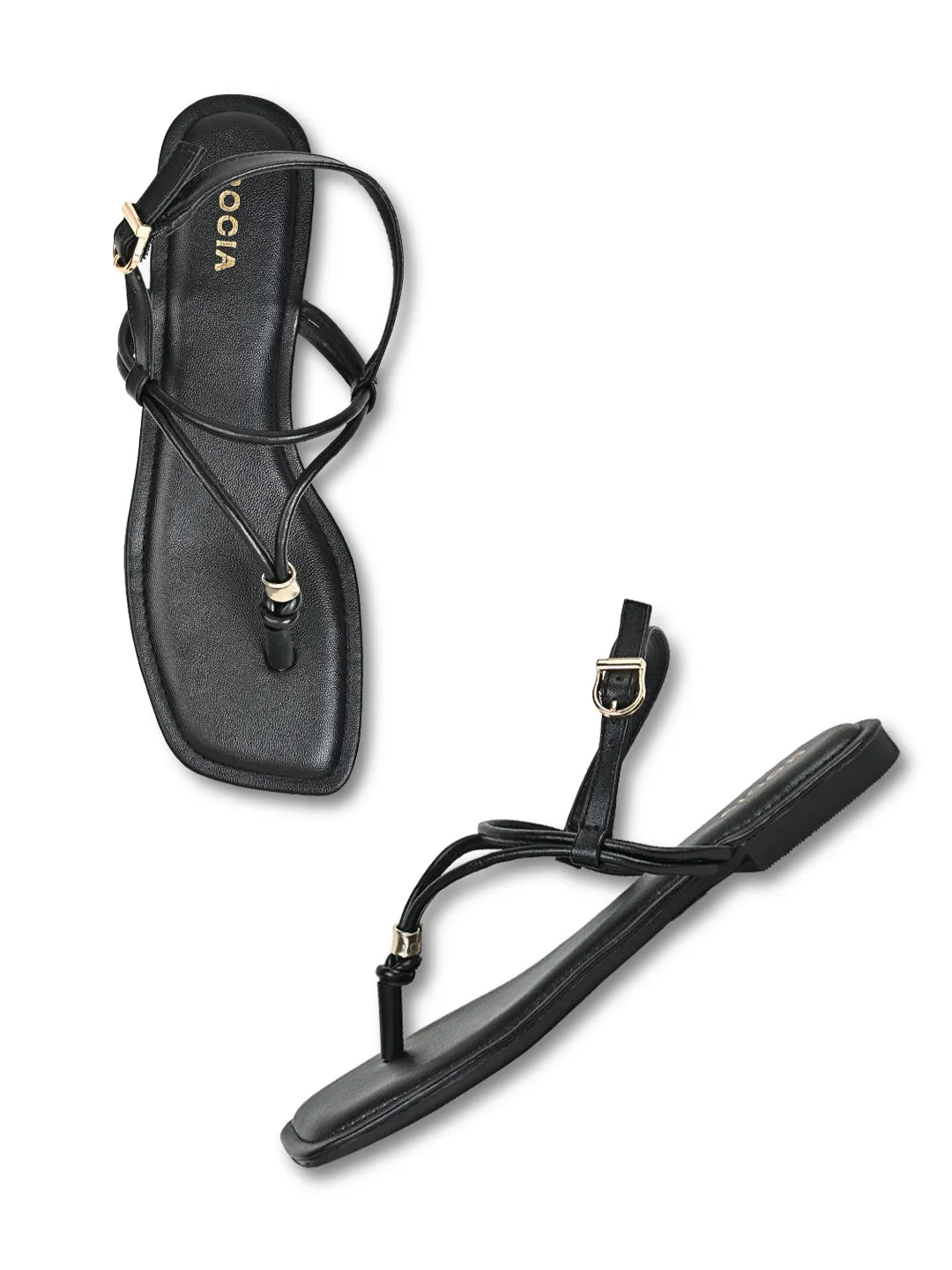 Rocia By Regal Black Women Casual Flat Sandals Indian Flat Shoes