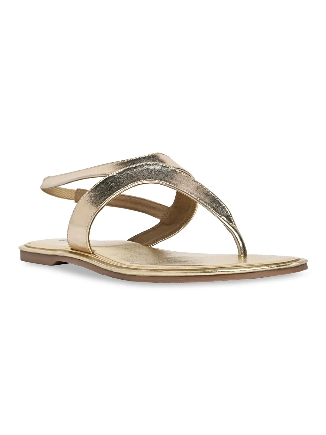 Rocia By Regal Gold Women Casual Flat Sandals Shoes For Flat Footed People