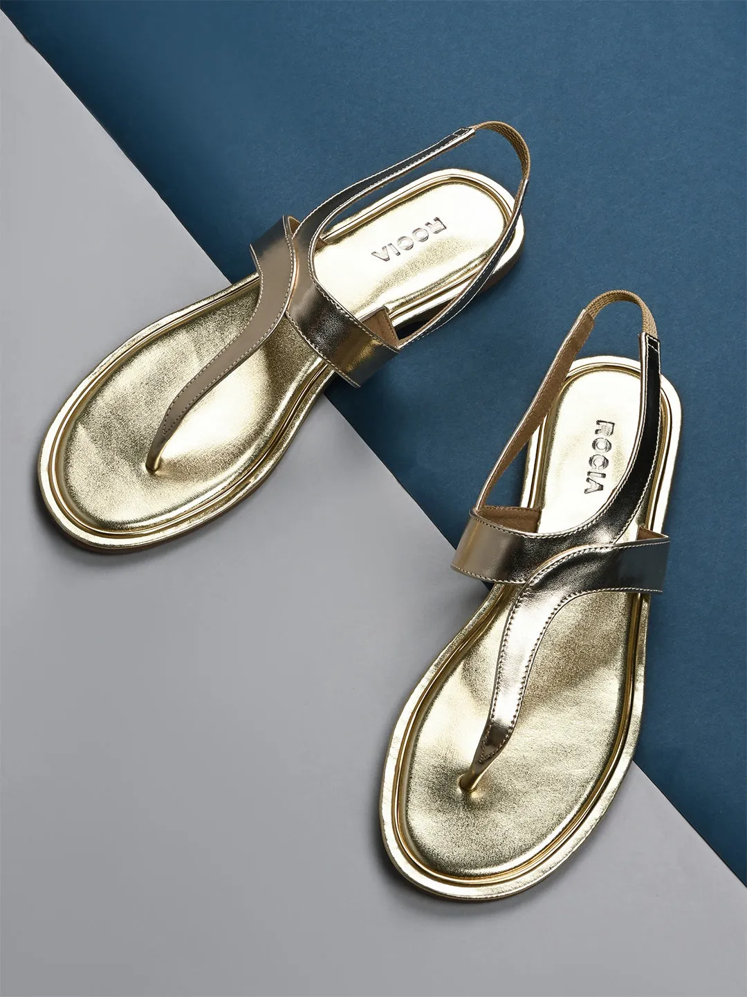 Rocia By Regal Gold Women Casual Flat Sandals Flat Shoes Size 2