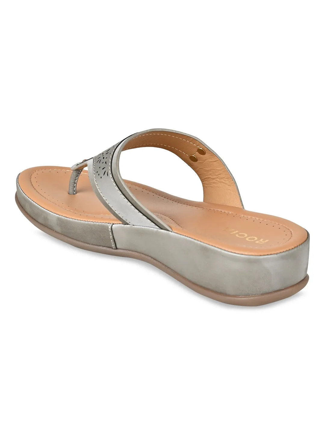 Rocia By Regal Grey Women Laser Cut Comfort Flats Flat