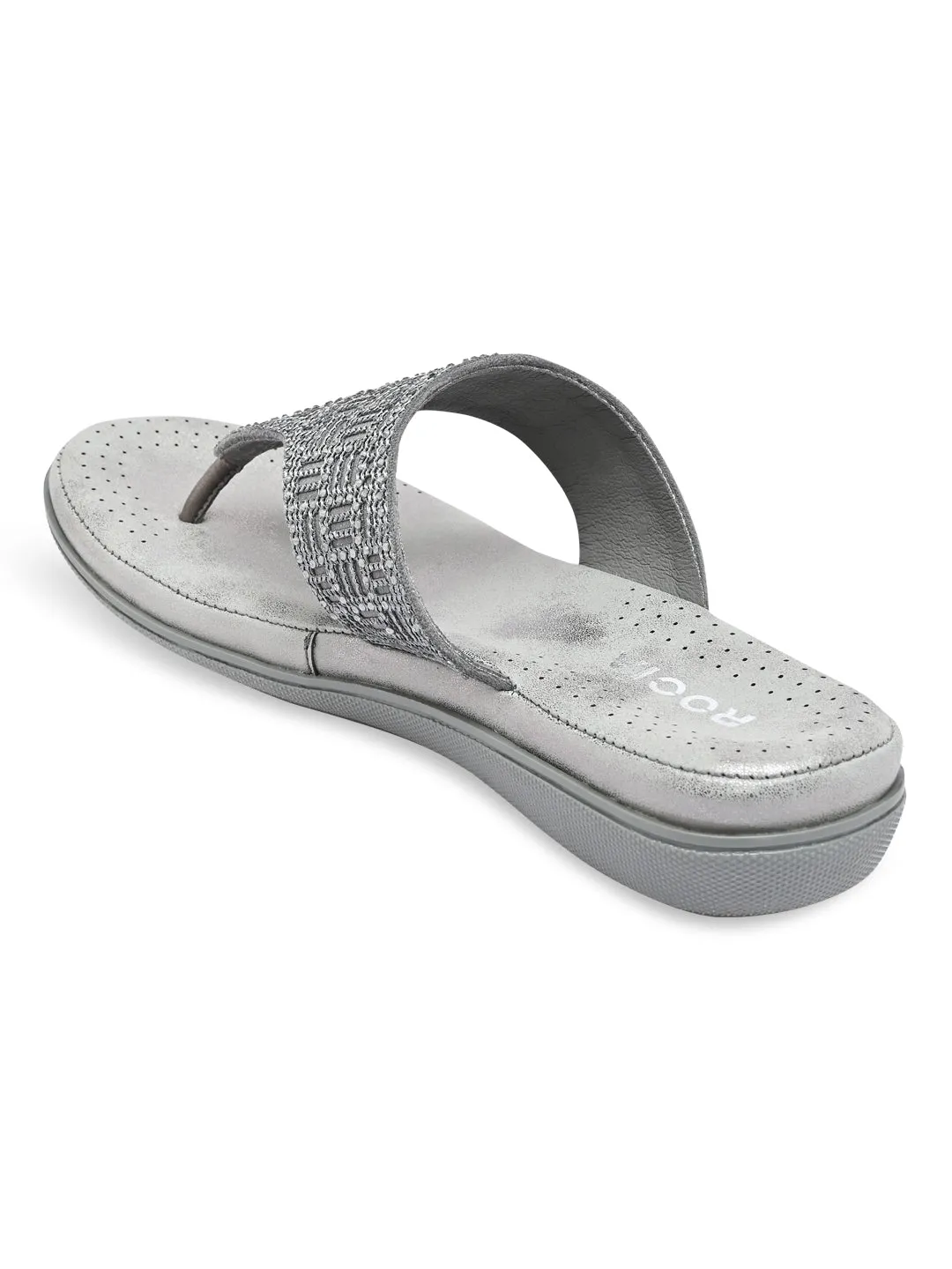 Rocia By Regal Gun Metal Women Comfort Embellished Flats Flat Foot Badminton Shoes