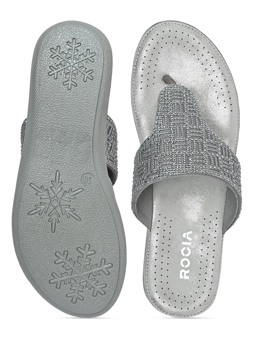 Shoes Jutti Flats Rocia By Regal Gun Metal Women Comfort Embellished Flats