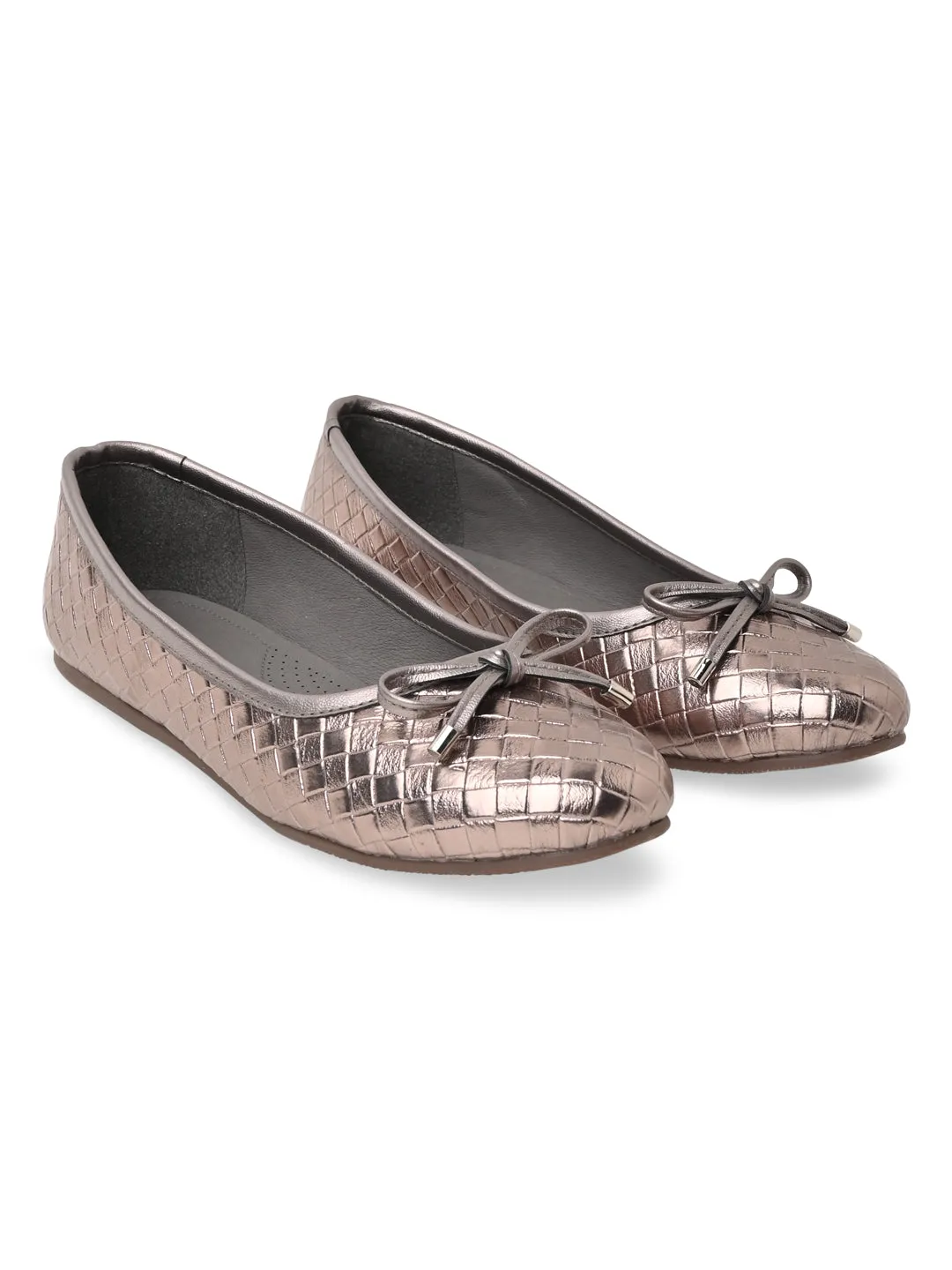 Rocia By Regal Gun Metal Women Woven Metallic Ballerinas Flat Shoes Business Casual