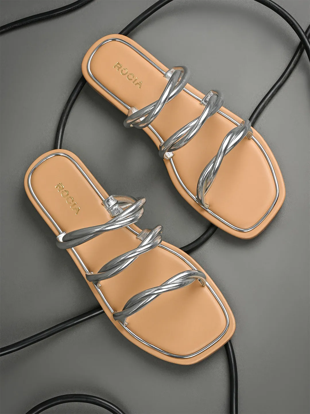 Flat Comfy Work Shoes Rocia By Regal Silver Women Casual Flat Sandals