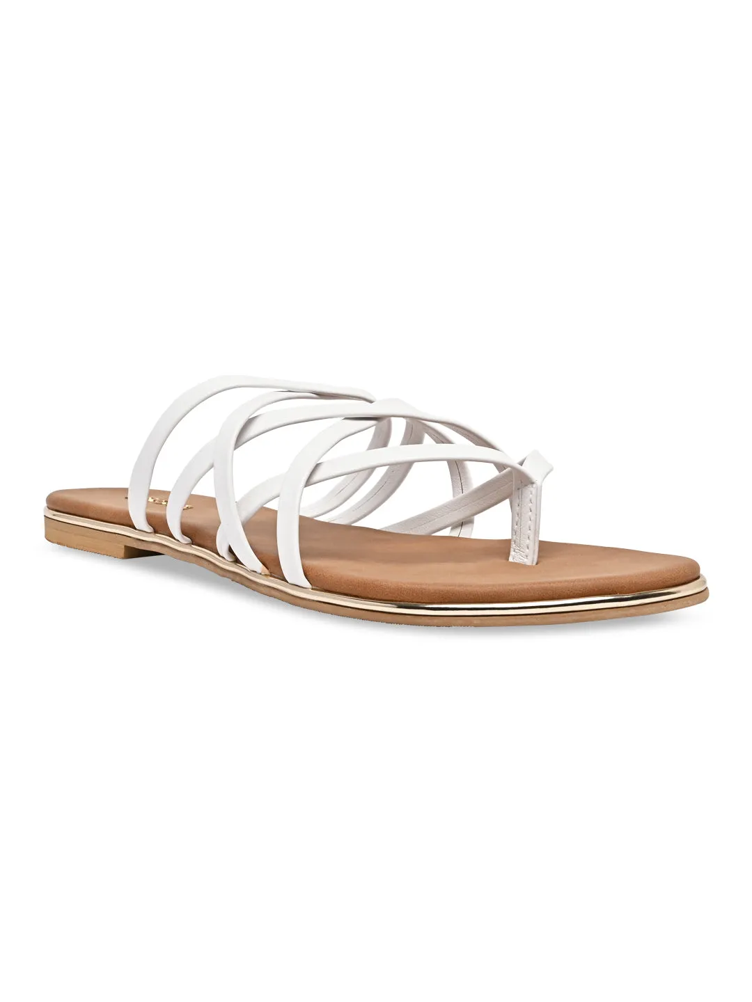 Rocia By Regal White Women Strappy Flats Under Armour Sole Shoes