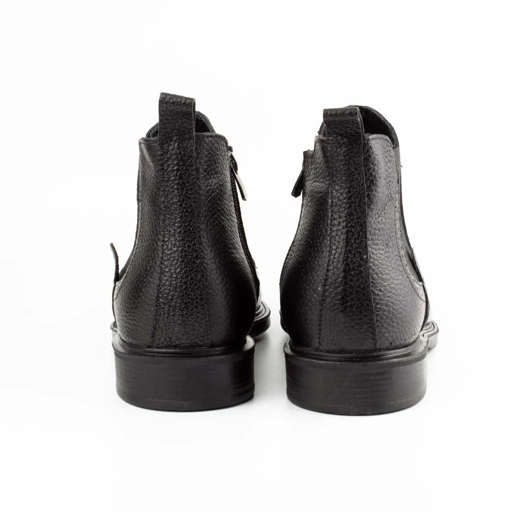 Rosso Black Men's Genuine Leather Wingtip Ankle Boots Peep Toe Knee High Boots