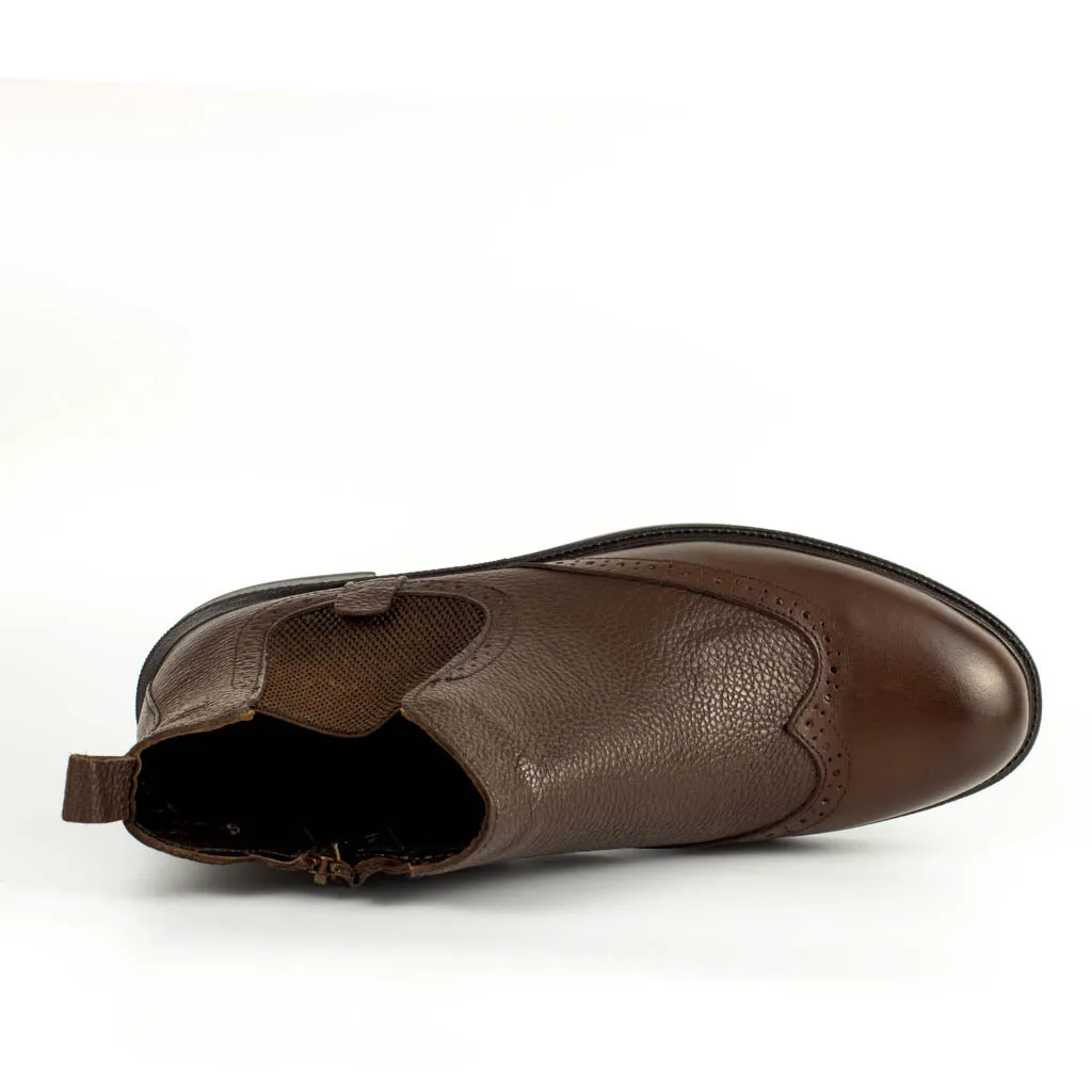 Boots The House Down Rosso Tobacco Men's Genuine Leather Wingtip Ankle Boots