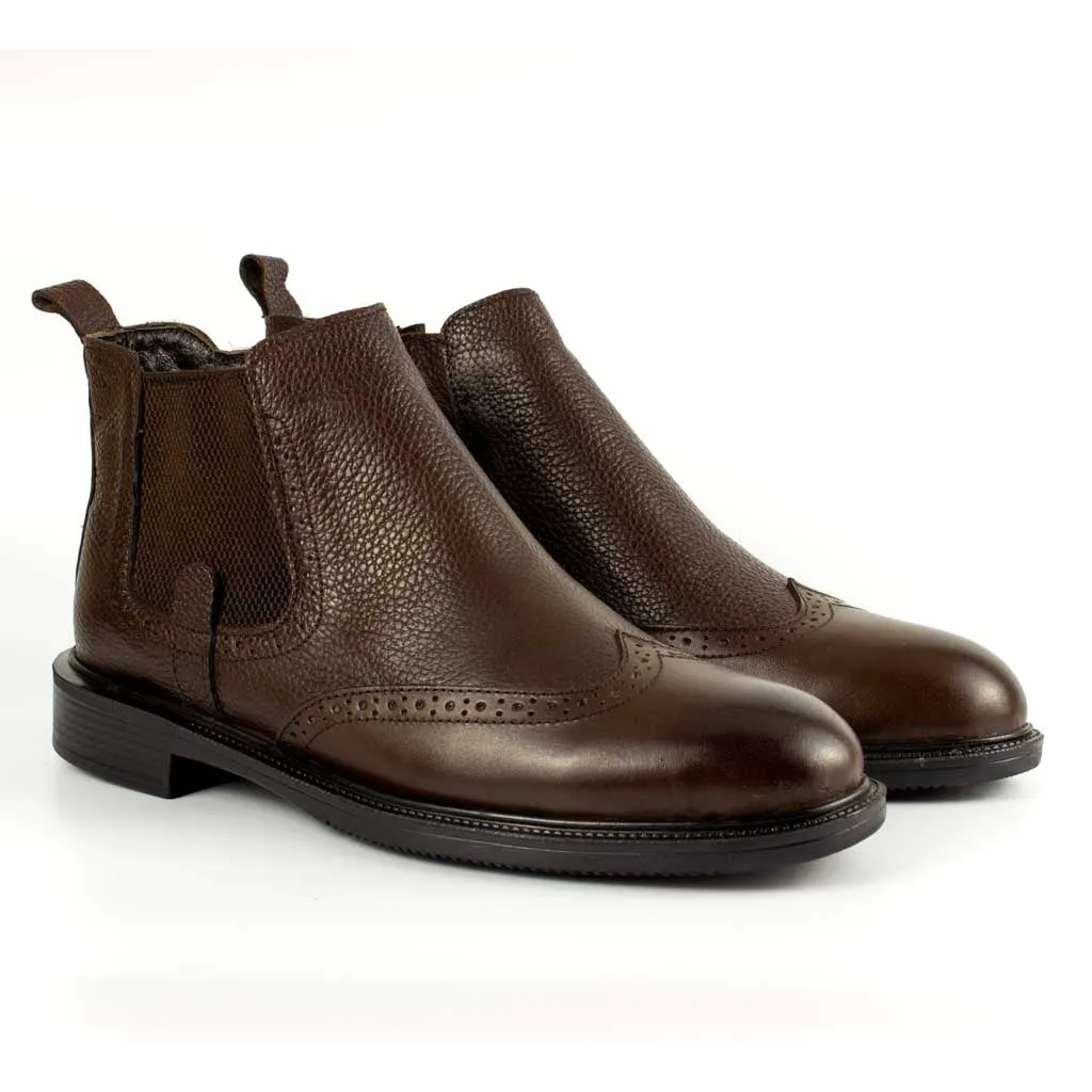 Rosso Tobacco Men's Genuine Leather Wingtip Ankle Boots NULL Boots For NULL