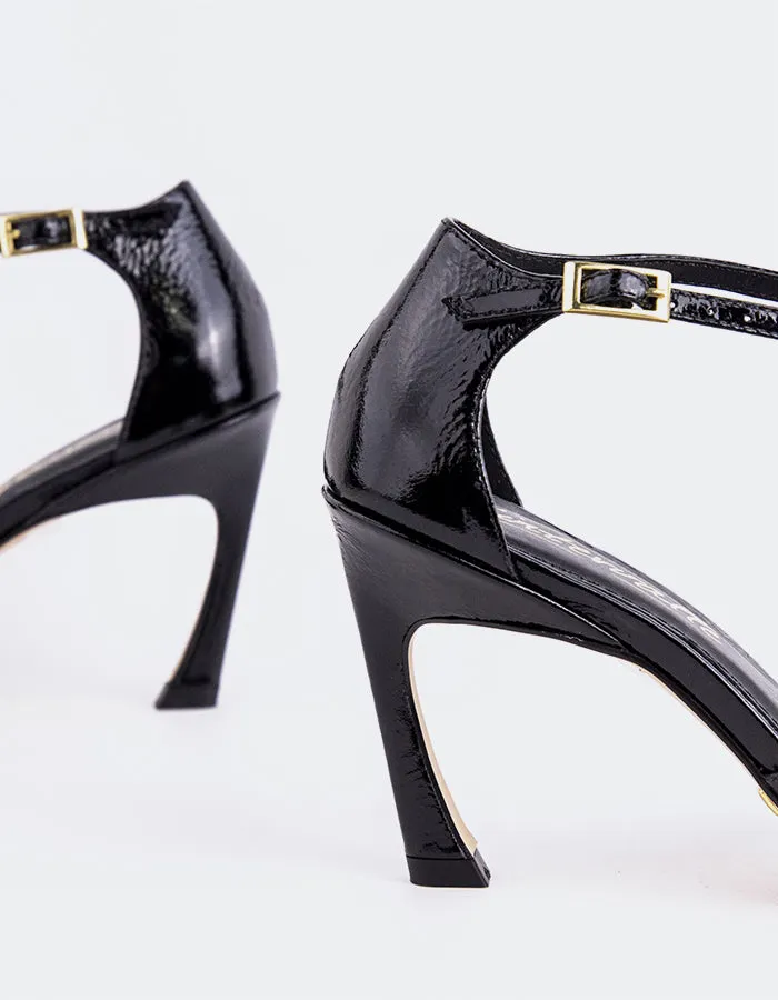 Rozana Black Naplack Suede Platform Heels