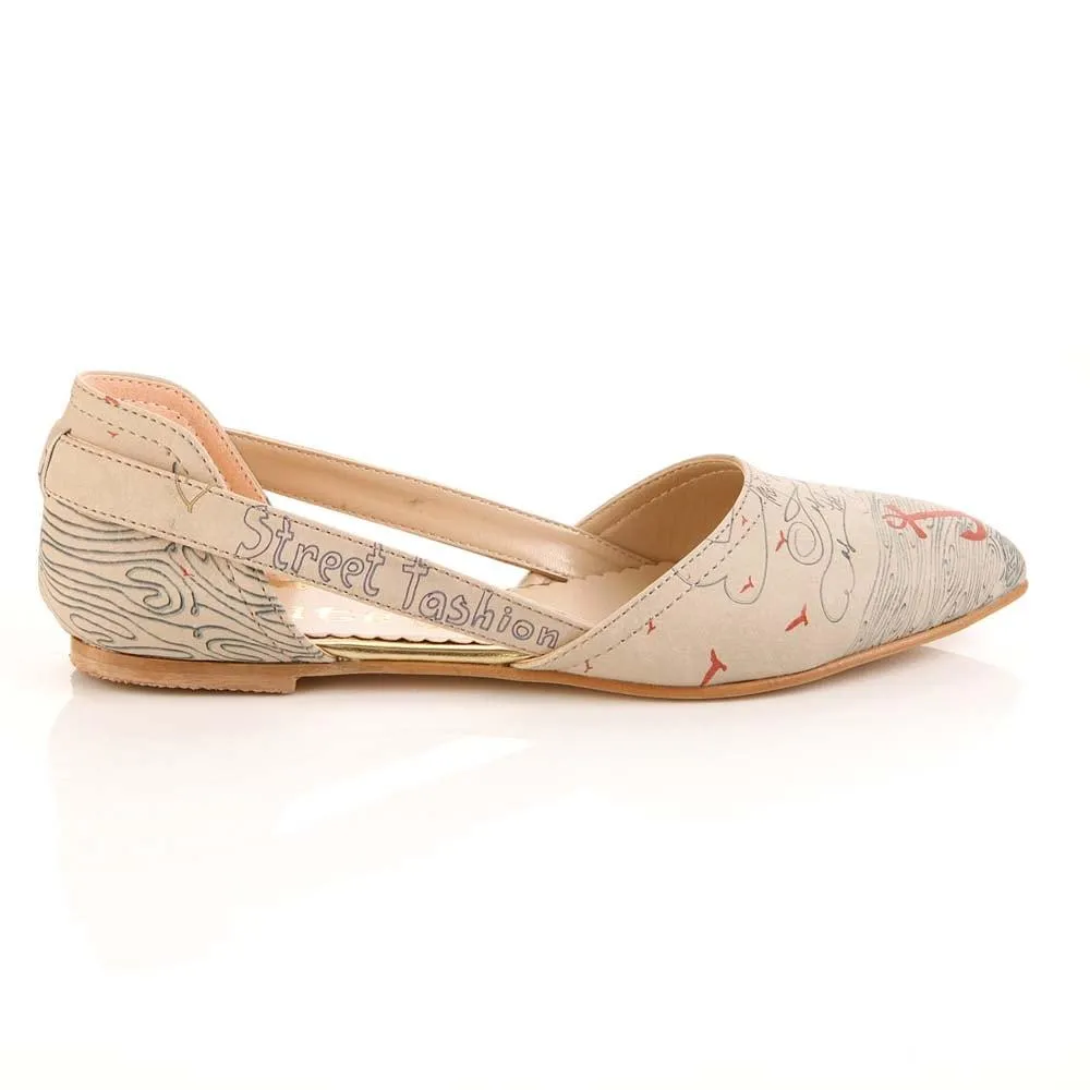 Flat Shoes With No Back Sailor Ballerinas Shoes OMR7007