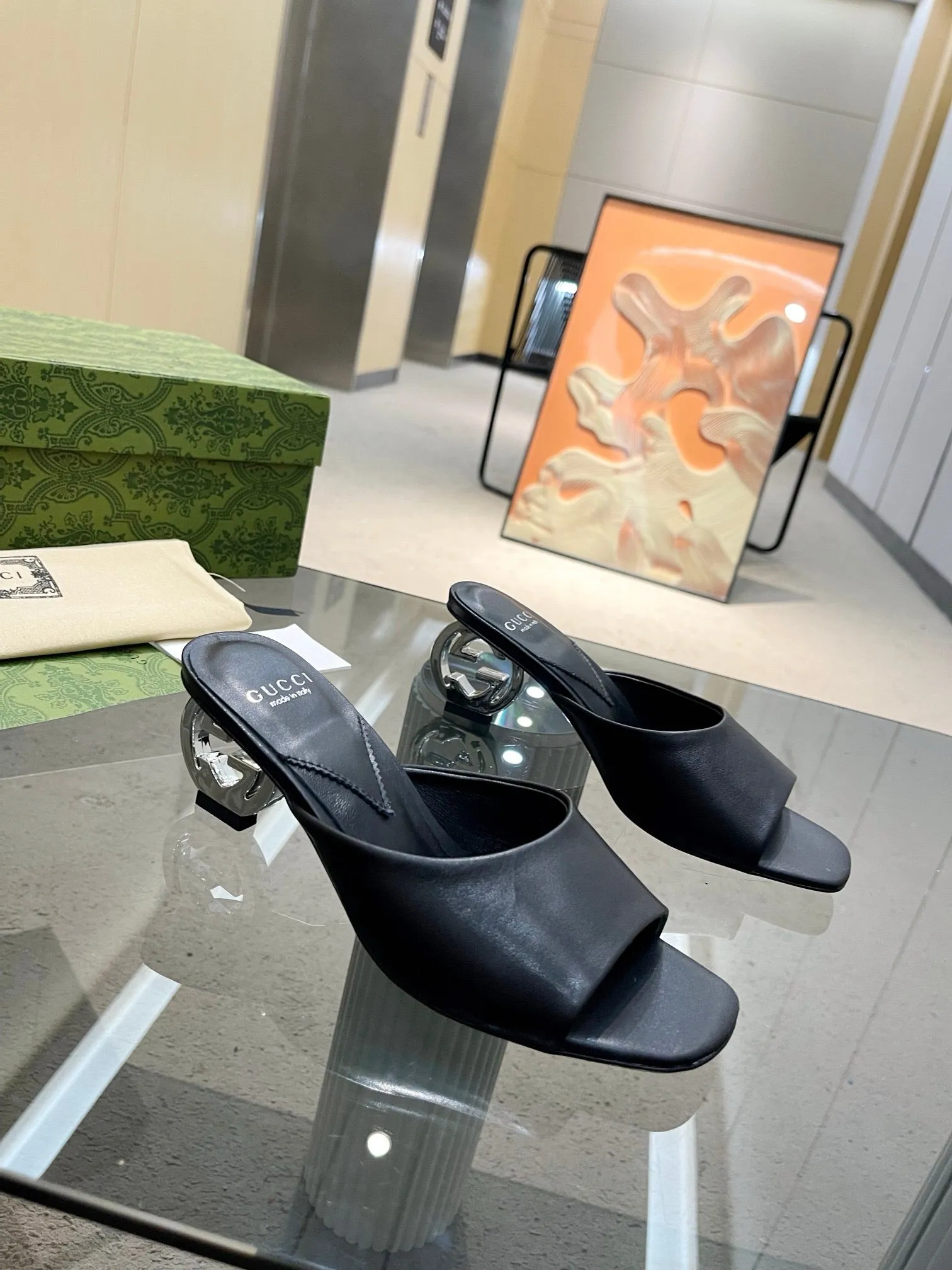 SE1323 Women's Interlocking G Heel Sandal /  Size5-10 Wooden Japanese Sandals