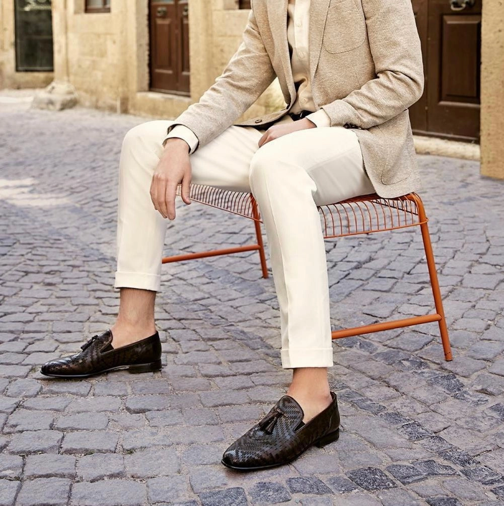 The Meram Black Leather Tassel Slip-On Loafer Men Shoe Alden Shell Cordovan Dress Shoes