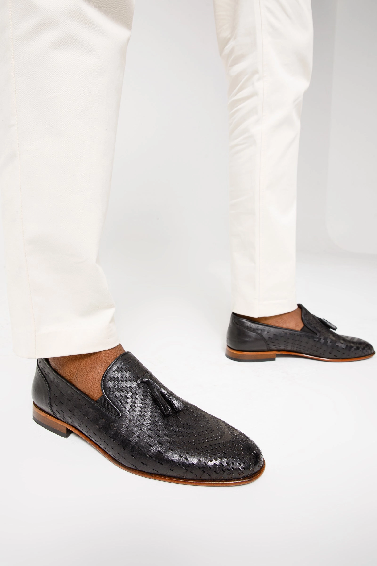 Big Dress Shoes The Meram Black Leather Tassel Slip-On Loafer Men Shoe