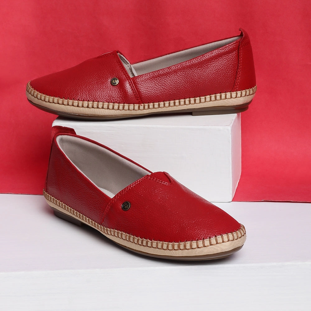Loafers And Pants Healers Casual (Red) Ballerina Shoes For Women LARRY-02 By Liberty
