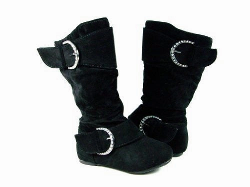 Girls Destiny-I Toddlers Studded Buckle Full Zipper Suede Boots Fur Boots For Winter