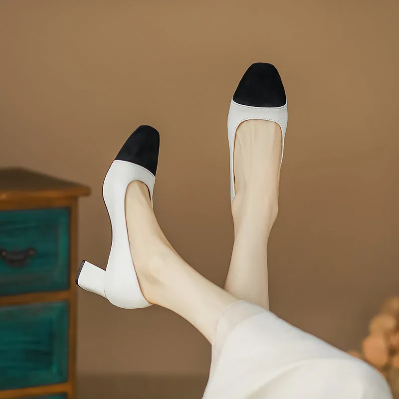 Derby Sho Women Fashion Minimalist Mid Heel Dress Pumps