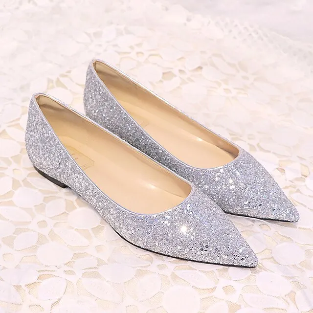 Good Shoes Shoes Pink  Glitter Flat Pointed Toe Comfortable Women's