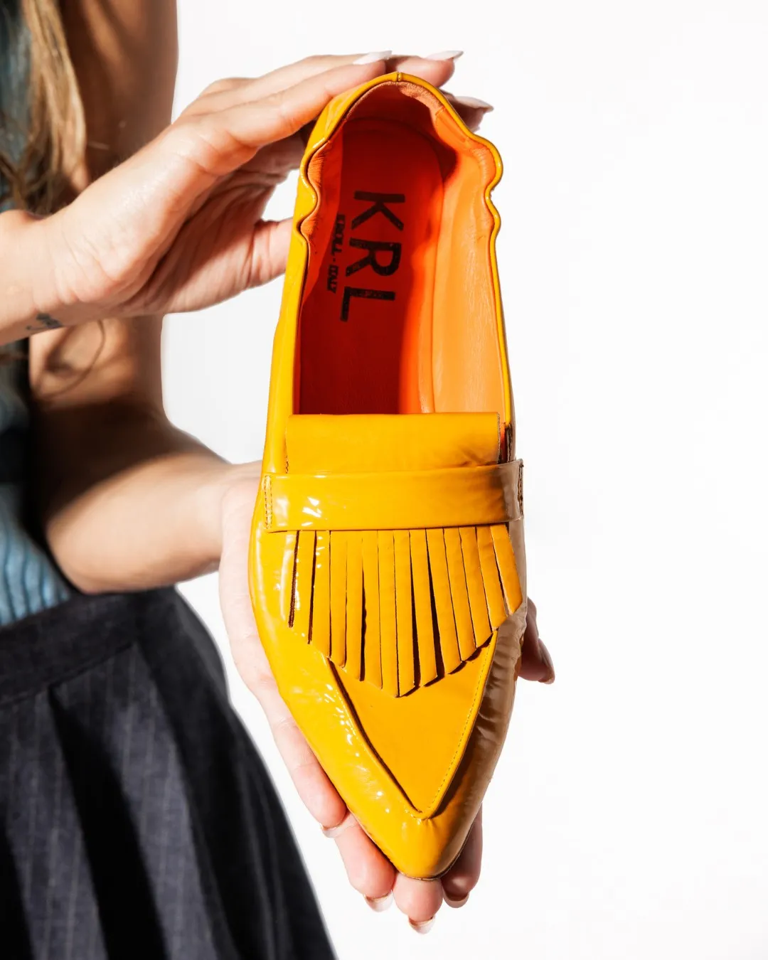 Wedge 1c Apricot Vernice Bak Steel Toe Penny Loafers