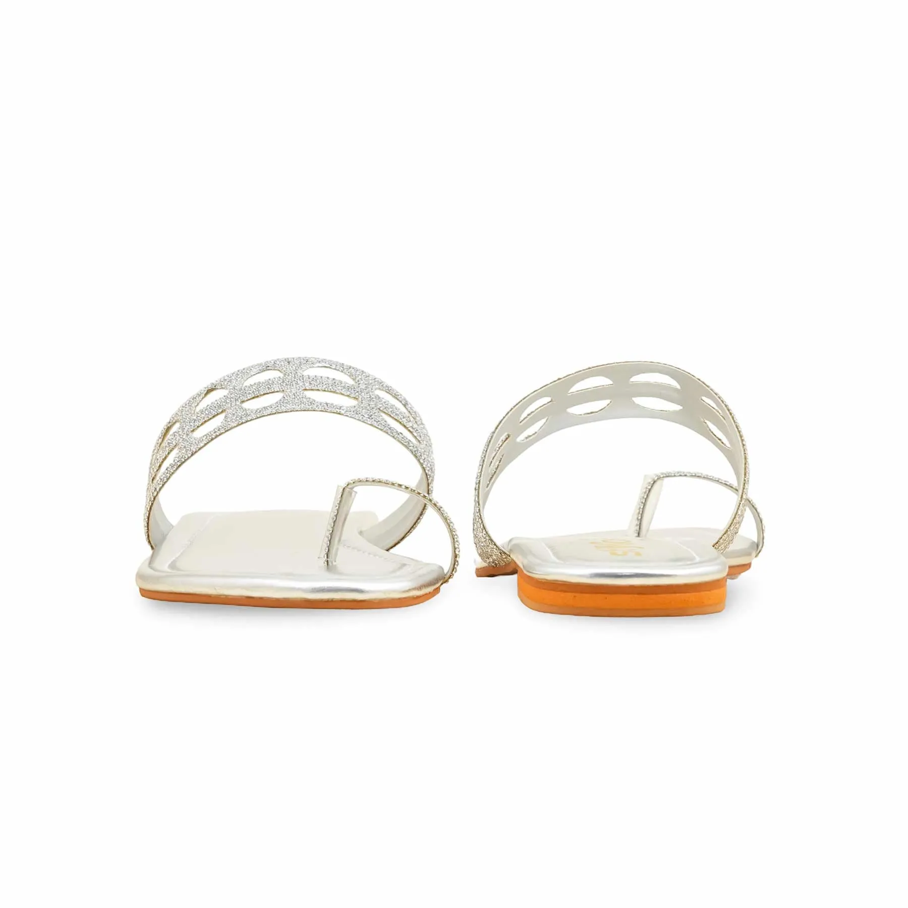 Silver Fancy Chappal For Women FN0816 Best Exercise Shoes For Flat Feet