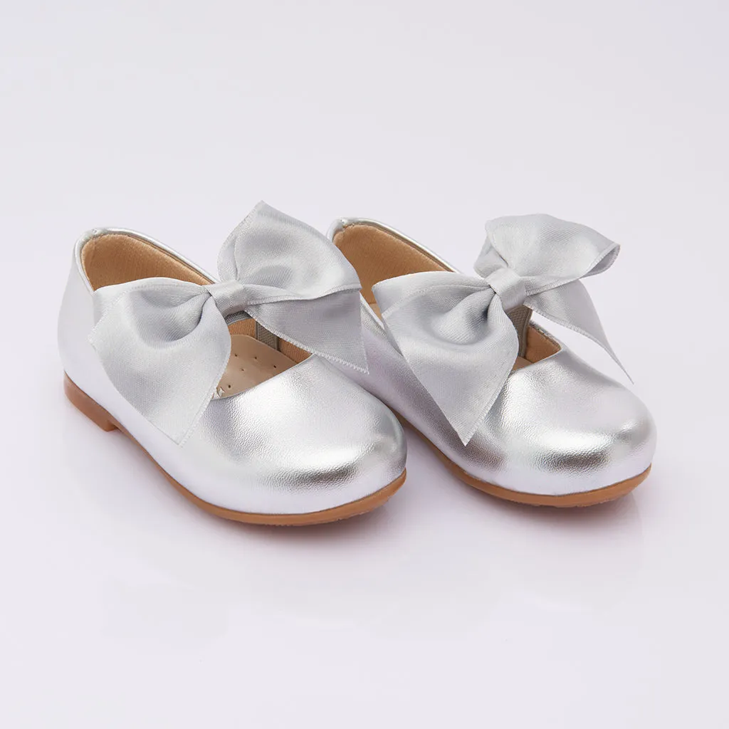 Originals Adifom Climacool Casual Shoes Silver Satin Elastic Bow Flats
