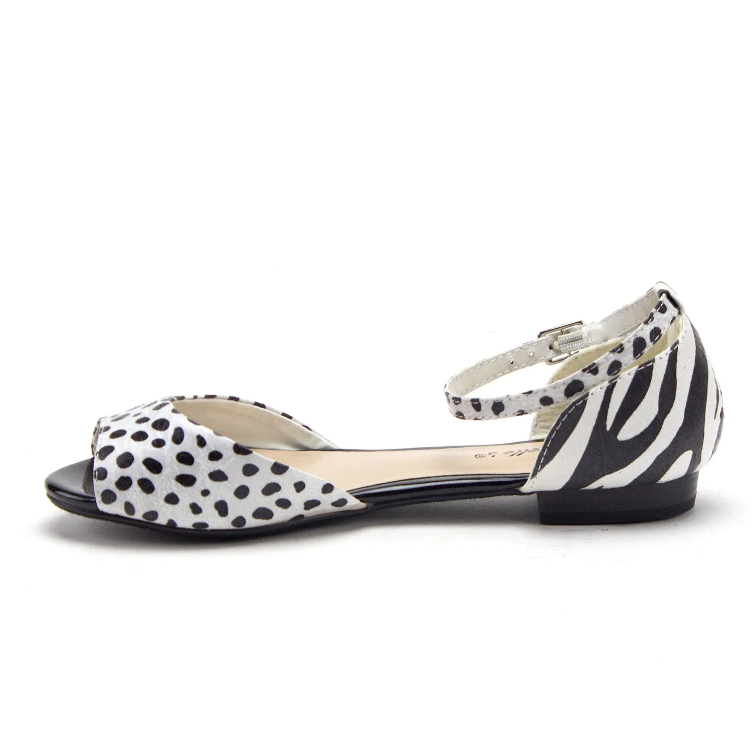 Women's Peep Toe T-Strap Stud Flat Sandals Becky-41 Foamies Sandals