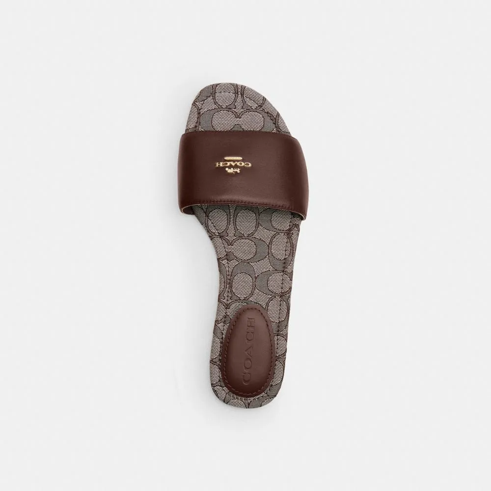 Coach Slide Sandal In Signature Jacquard Oak Maple Ufo Sandals