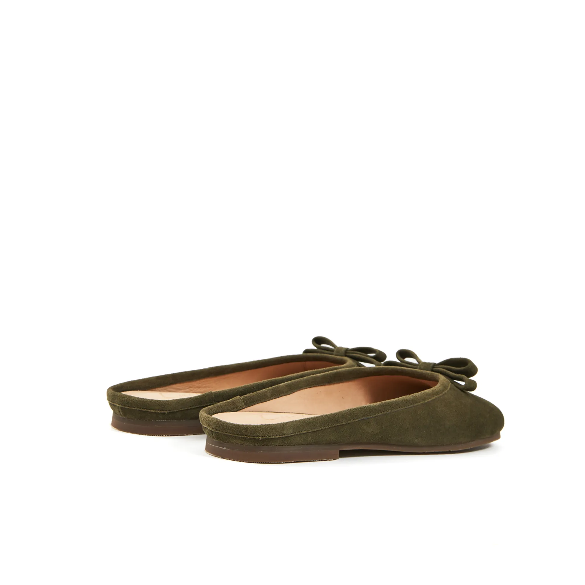 Shoes Ballet Flats Tabitha Flat Tabi Mule in Kid Suede- Military Green