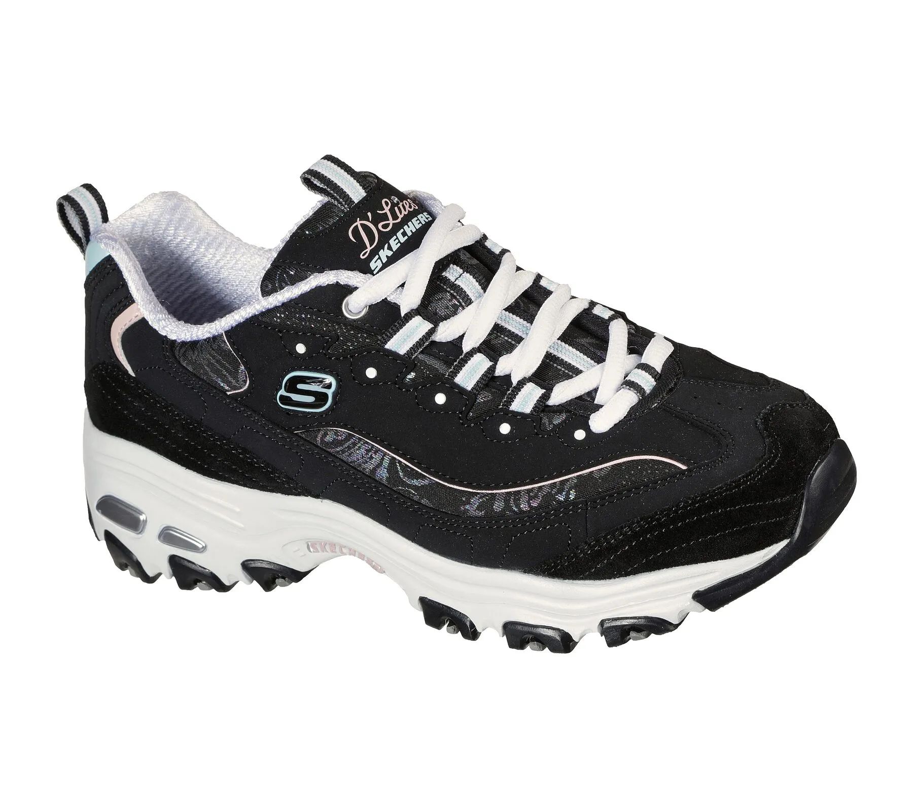 Skechers Women's D'Lites Sparkling Rain Sneaker Basketball Shoes In Wide