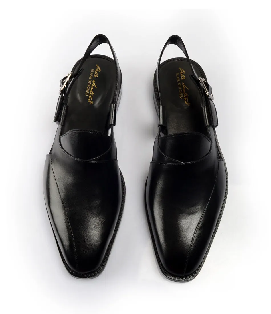 Leather Peshawari - Black Horsebit Loafers With Suit