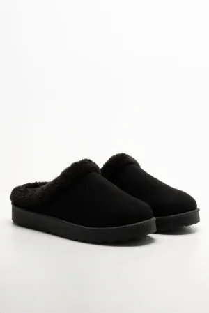 Slippers Black Flat Shoes Wide Fitting