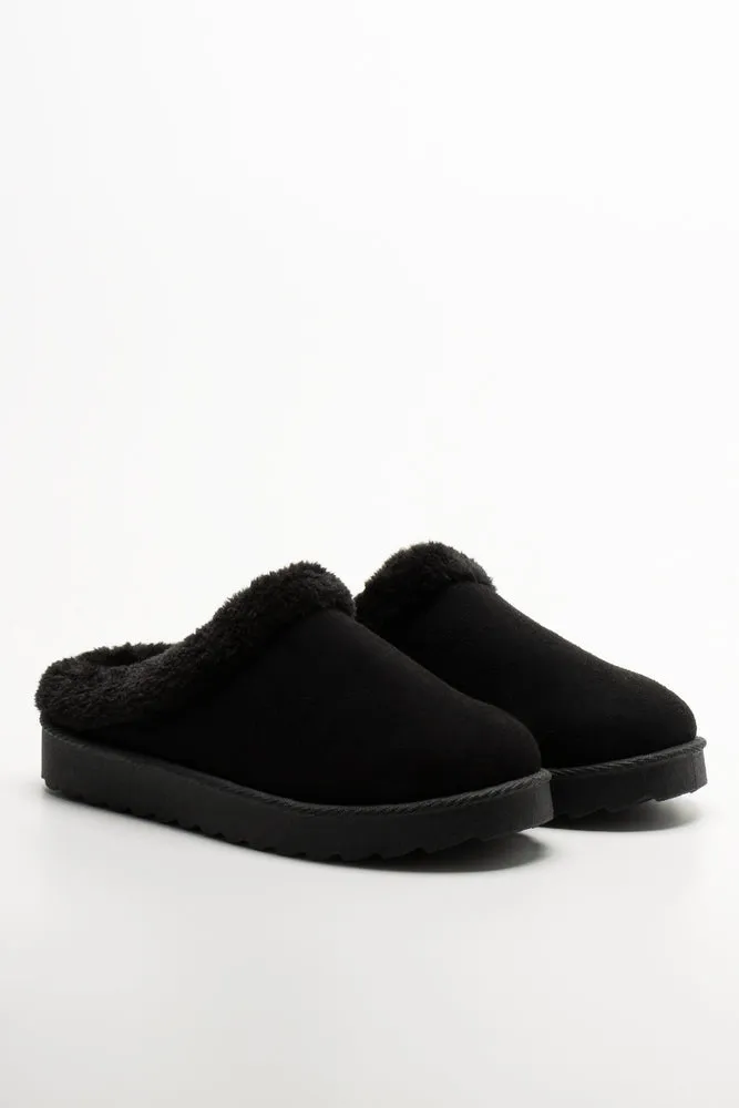 Slippers Black Flat Backless Shoes