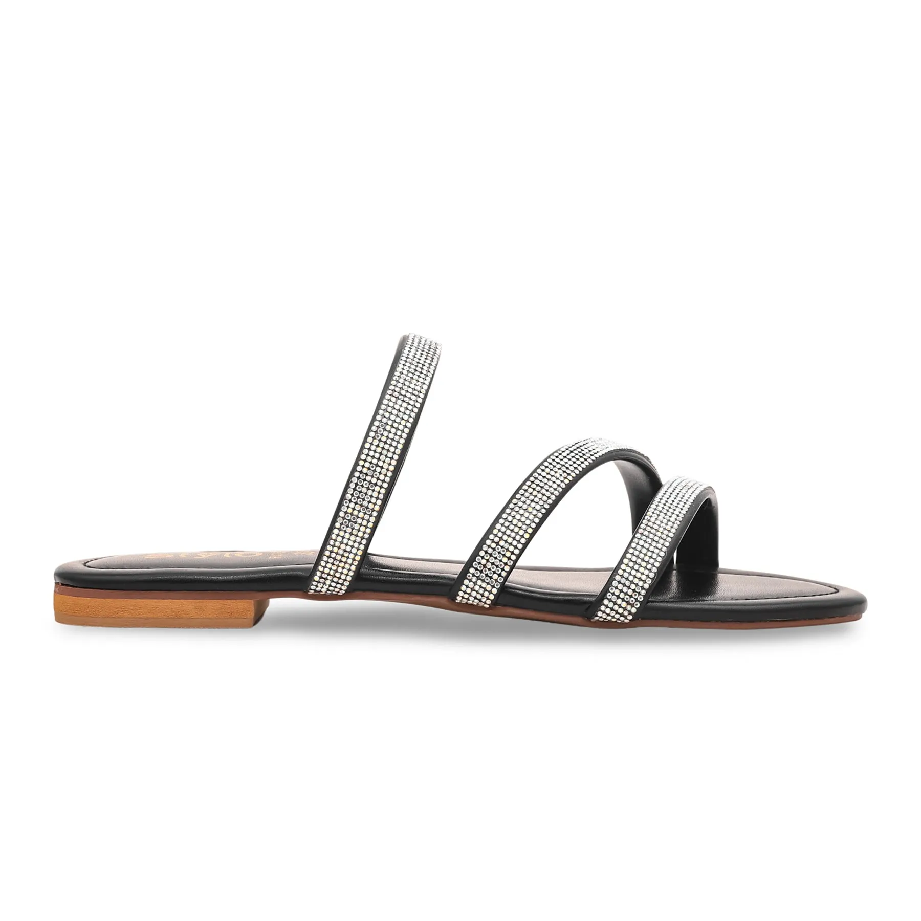 Black Fancy Slipper FN7697 Slides Heels