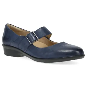 Skin Dress Shoes Dansko Collette Navy Burnished Nubuck Mary Jane (Women's)