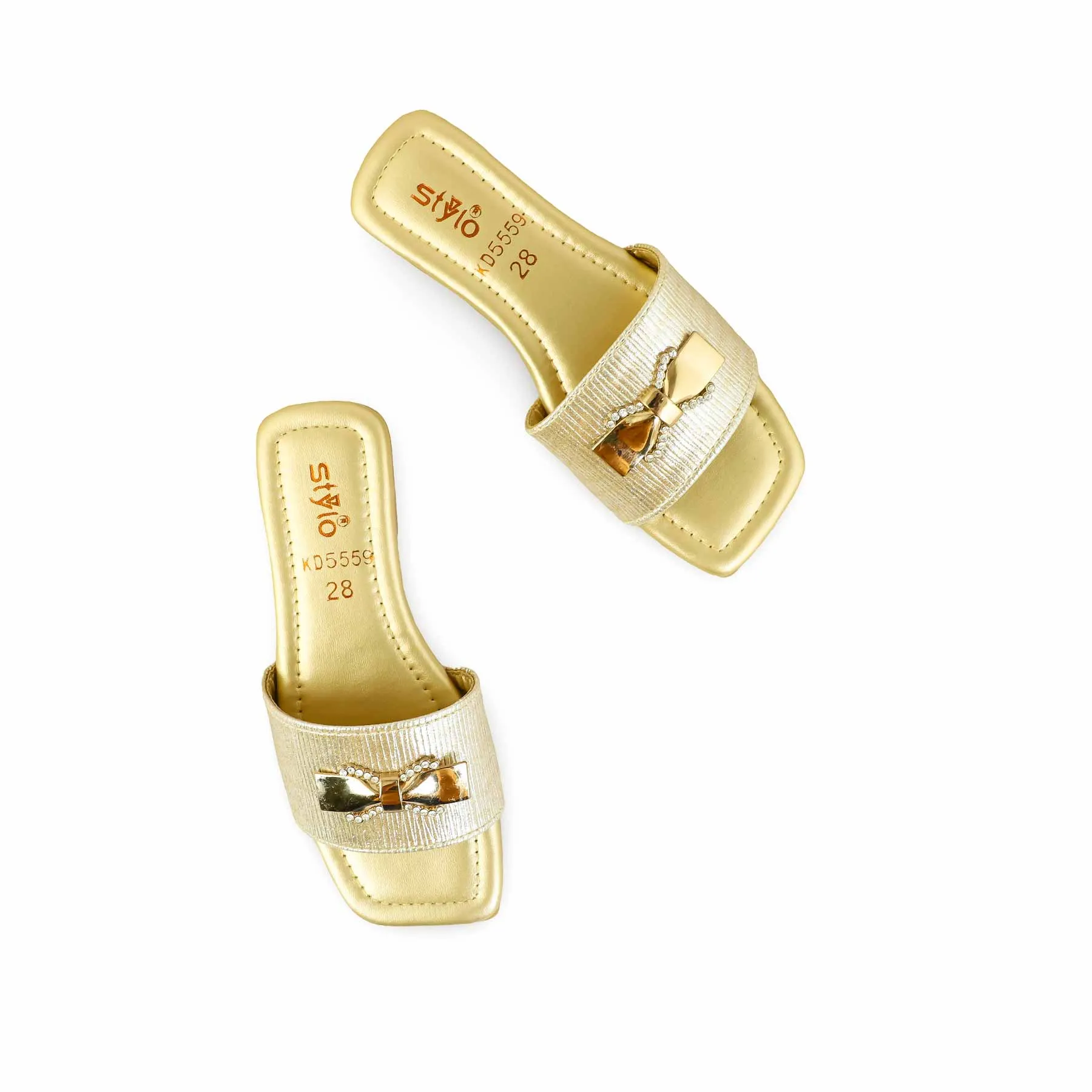 Backless Slippers Girls Golden Casual Slipper KD5559