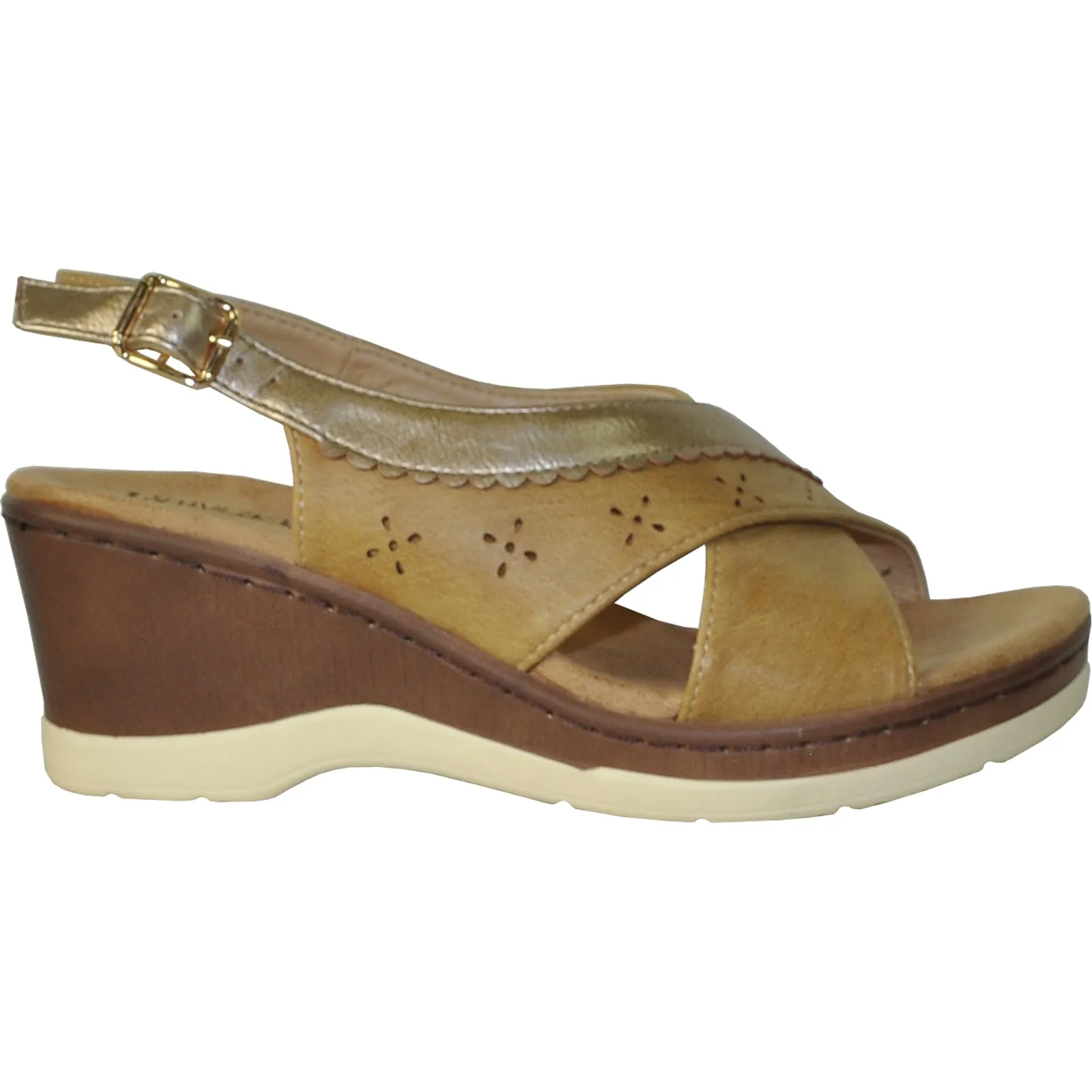Sandals Closed Toe And Heel VANGELO Women Sandal PARKER Wedge Sandal Tan