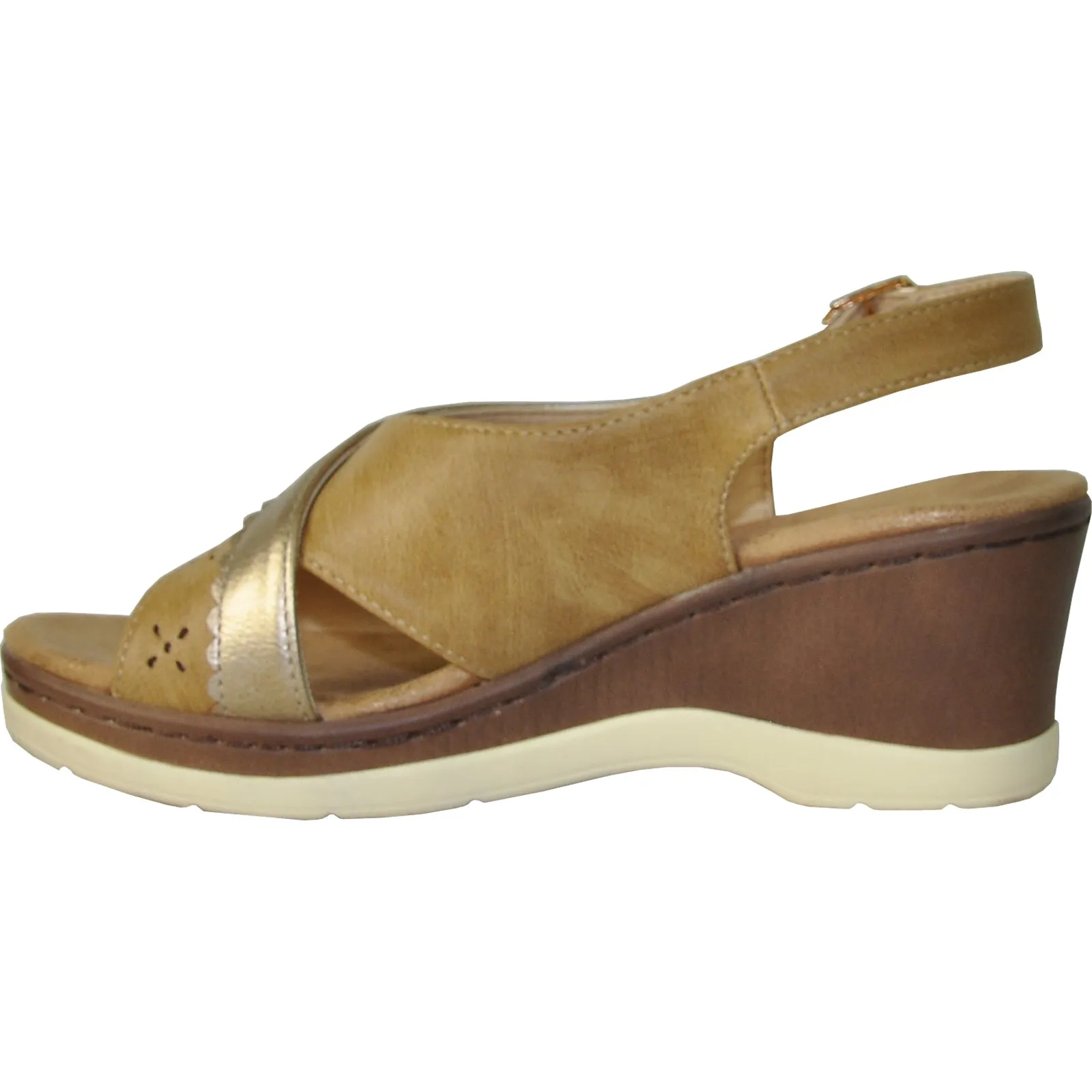 Sandals Teva VANGELO Women Sandal PARKER Wedge Sandal Tan