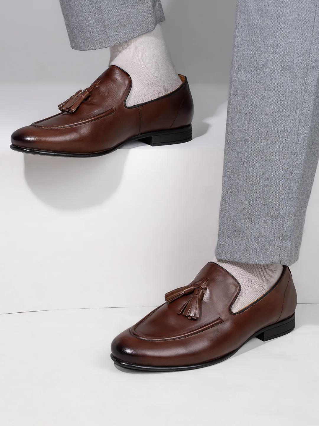 Loafers Dressing Style Alberto Torresi Genuine Leather Black Tassel Loafers For Men