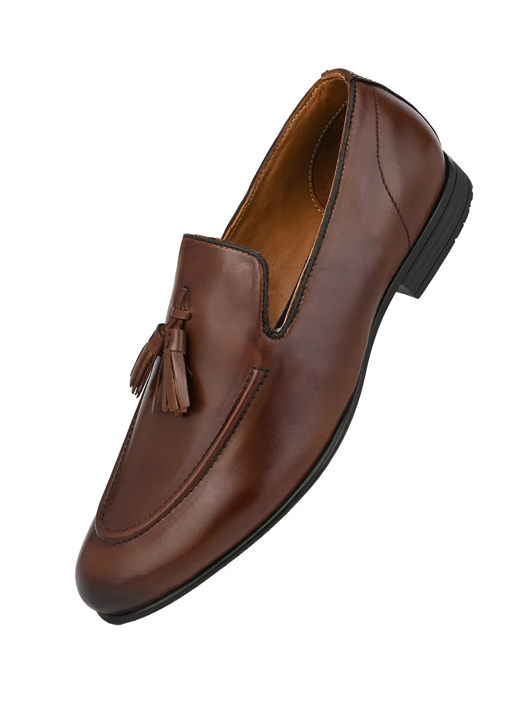 Loafers 70s Alberto Torresi Genuine Leather Black Tassel Loafers For Men