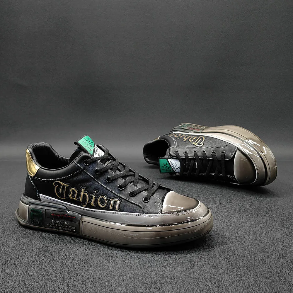 Men Fashion Glossy Soft Leather Casual Sneakers Casual Shoes Crossword Clue