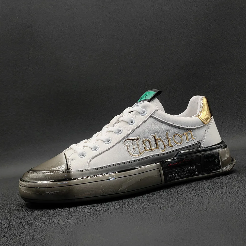 Casual Shoes Wear Suit Men Fashion Glossy Soft Leather Casual Sneakers