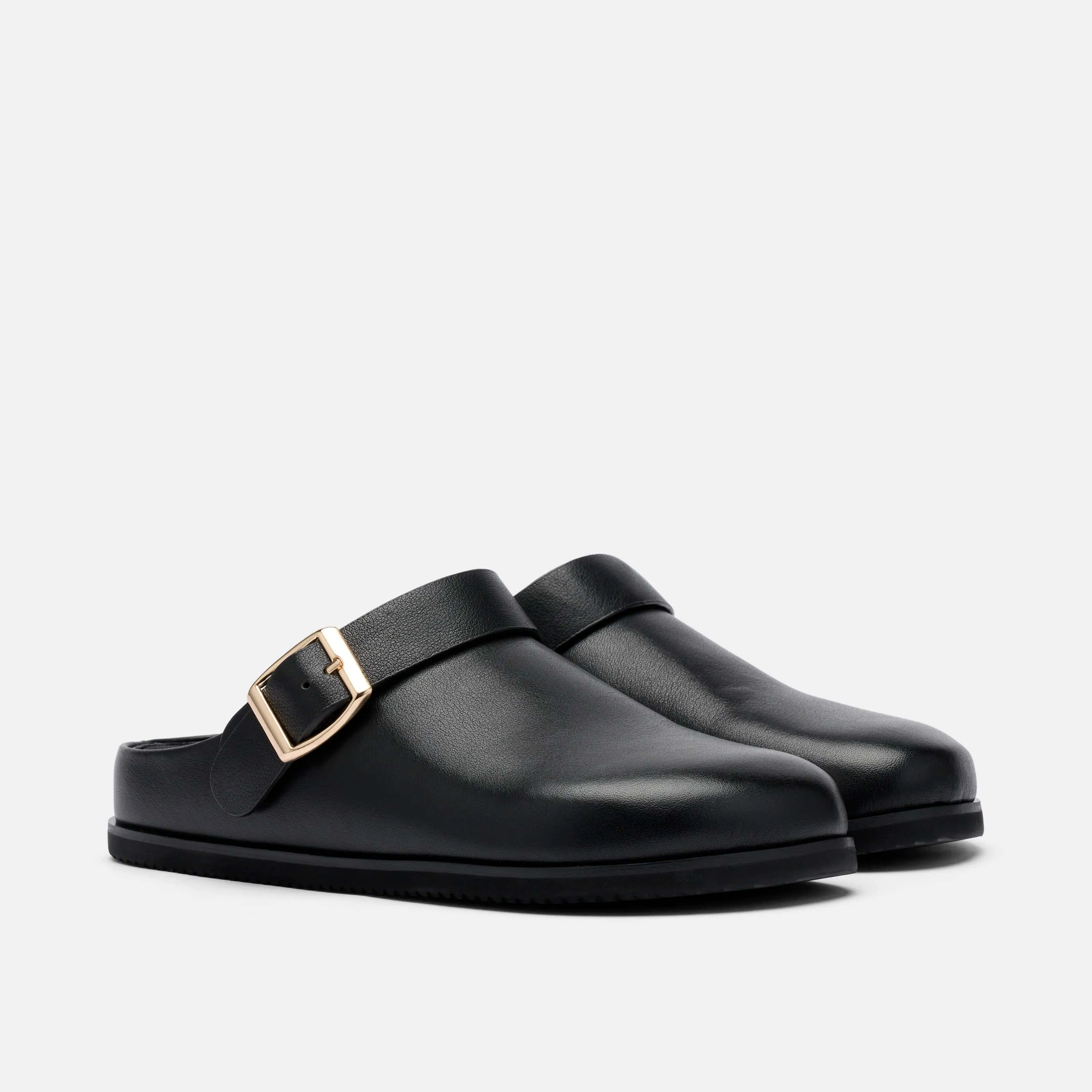 Polo Suede Loafers Solana Black Leather Backstrap Clogs