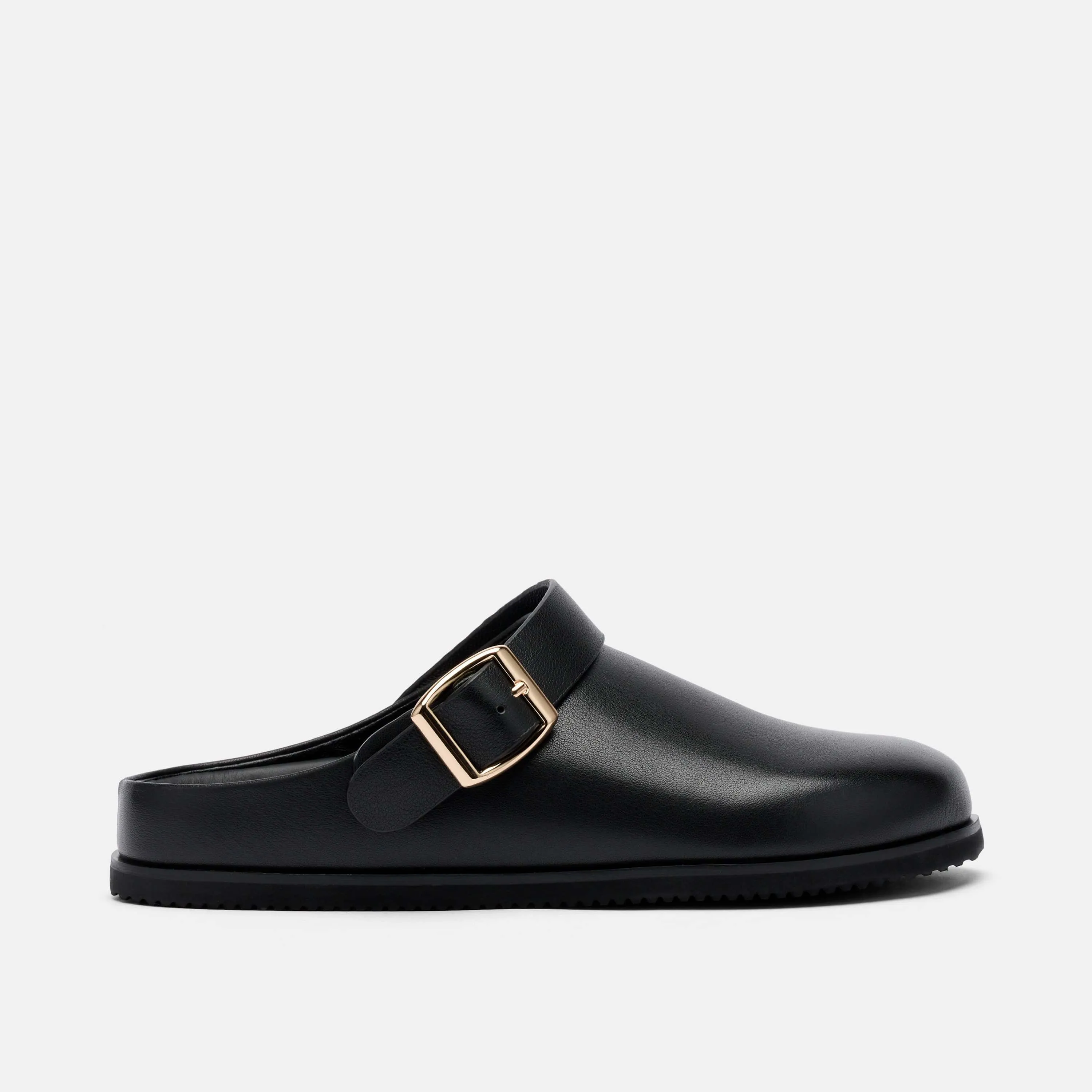 Kingston Loafers Solana Black Leather Backstrap Clogs