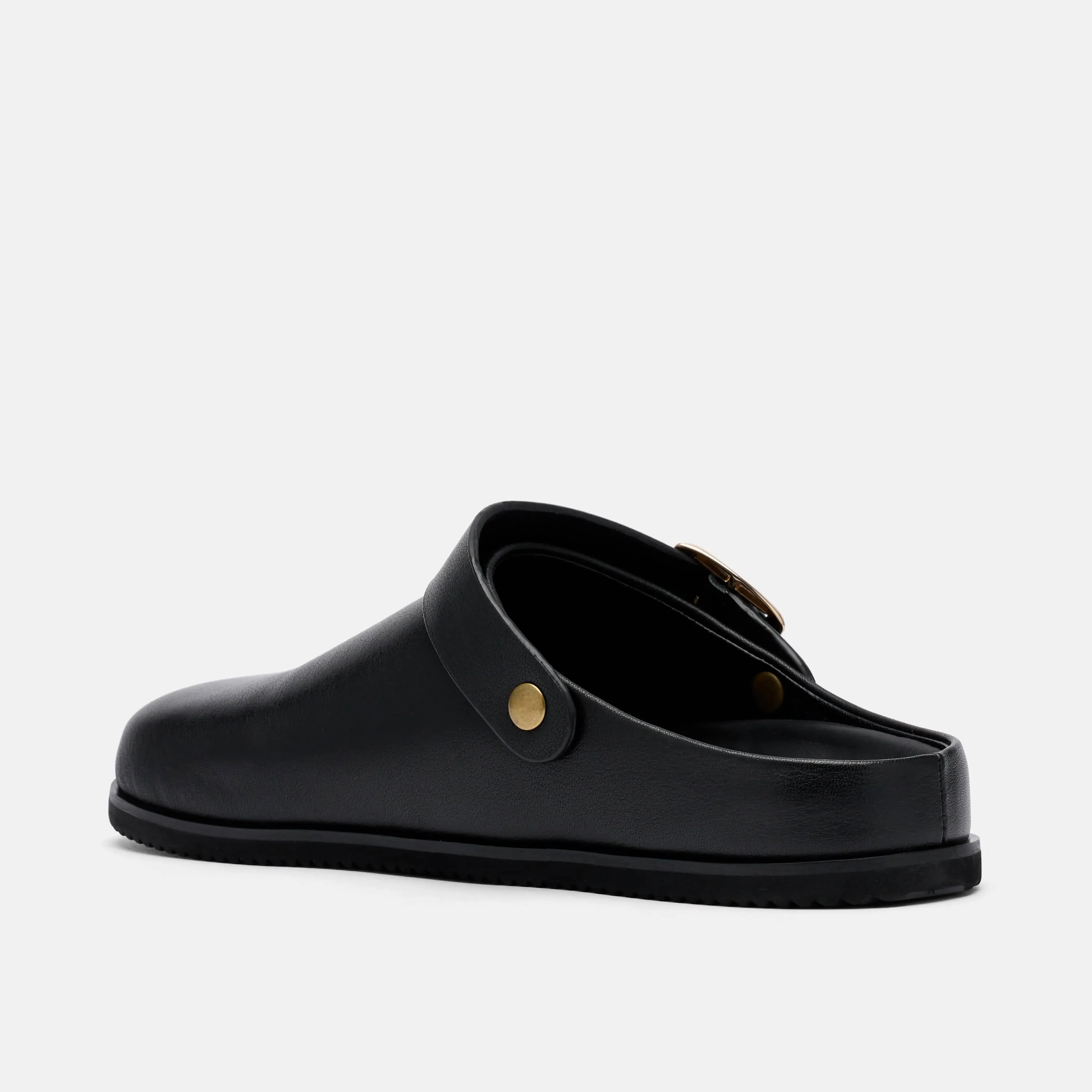 Solana Black Leather Backstrap Clogs Suede Bit Loafers