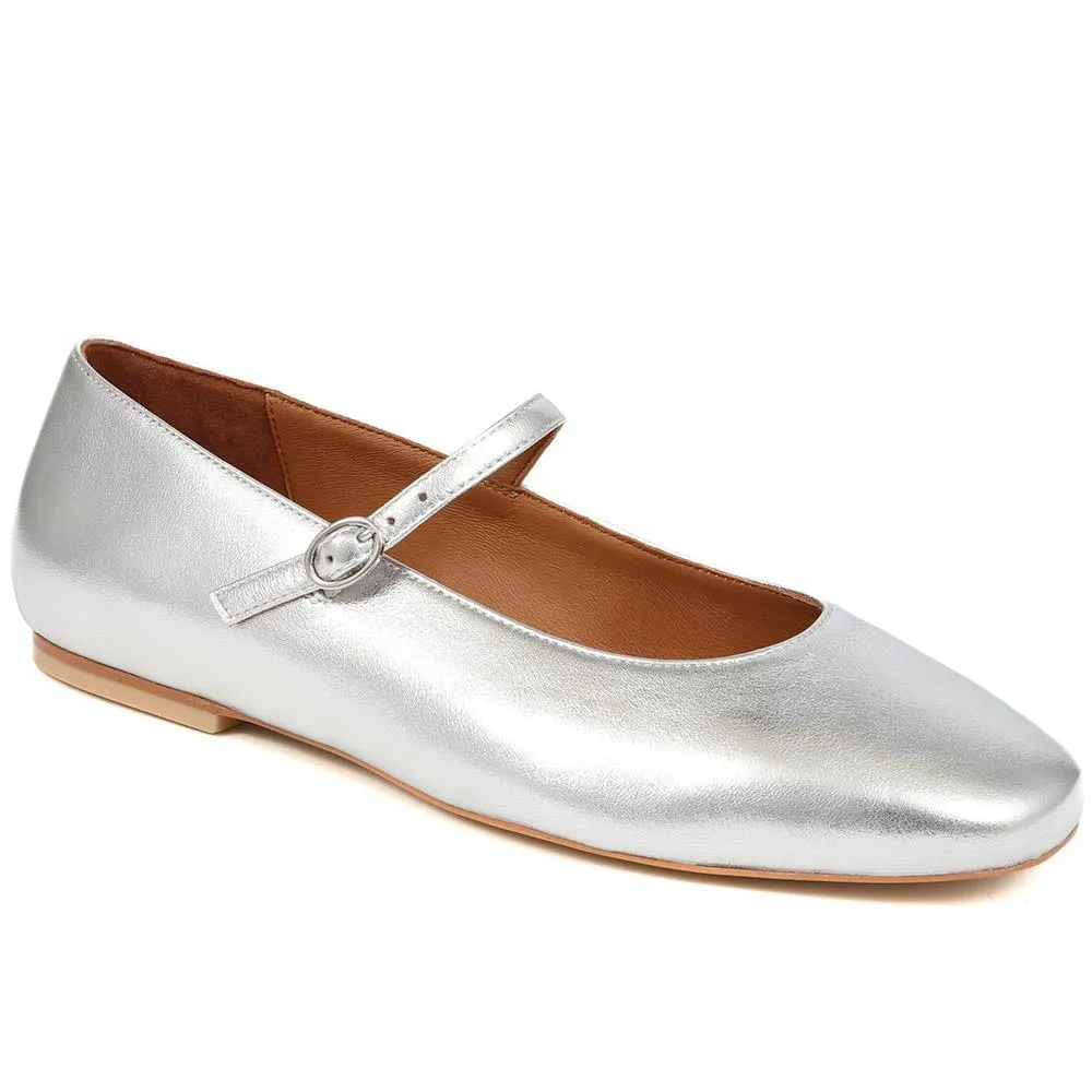 Sonnet Mary Janes  - SONNET / 325 143 - Silver Flat Square Toe Shoes