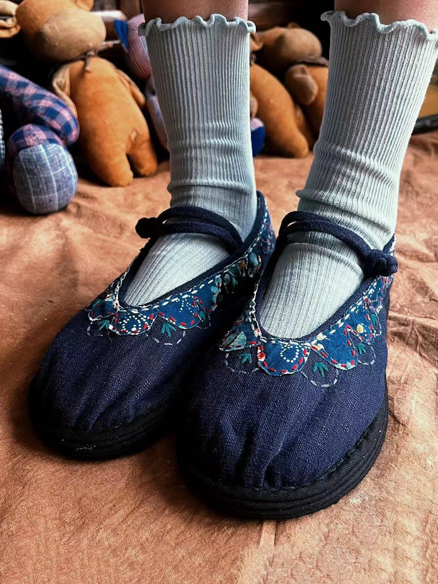 Women Summer Ethnic Patch Spliced Flat Shoes CC001 Best Shoes For Flat Feet And Overweight