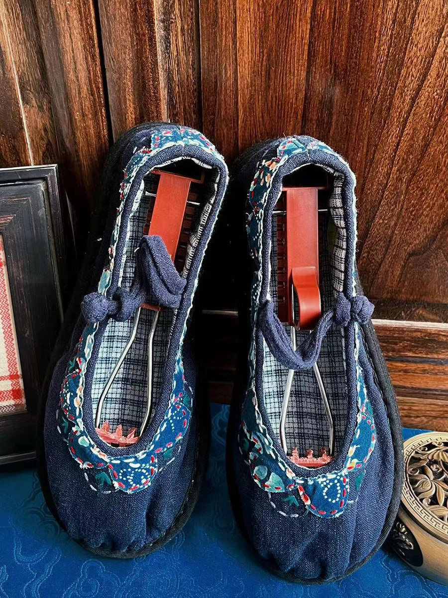 Flat Rubber Shoes Women Summer Ethnic Patch Spliced Flat Shoes CC001